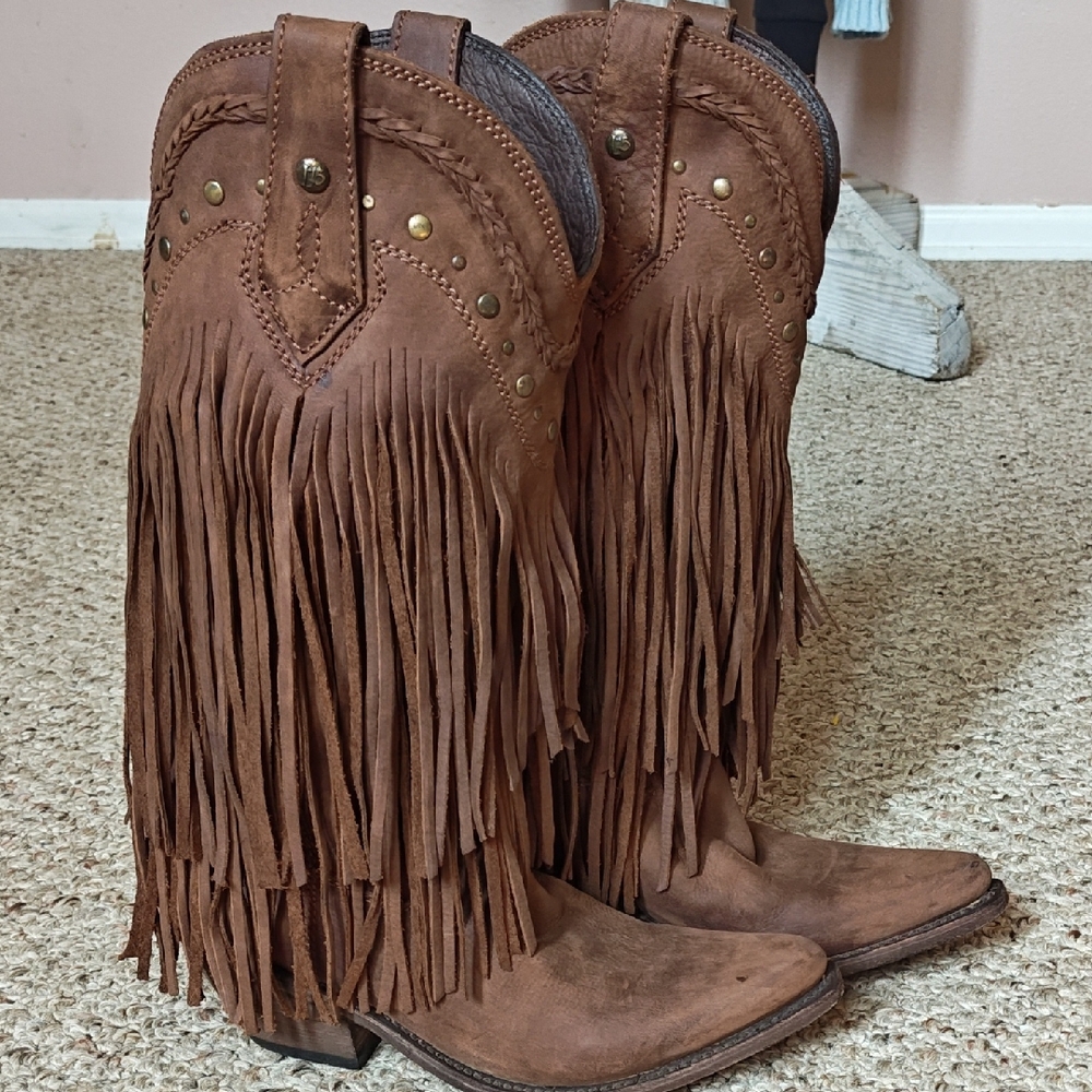 Lane Boots Fringe Brown Heeled Boots